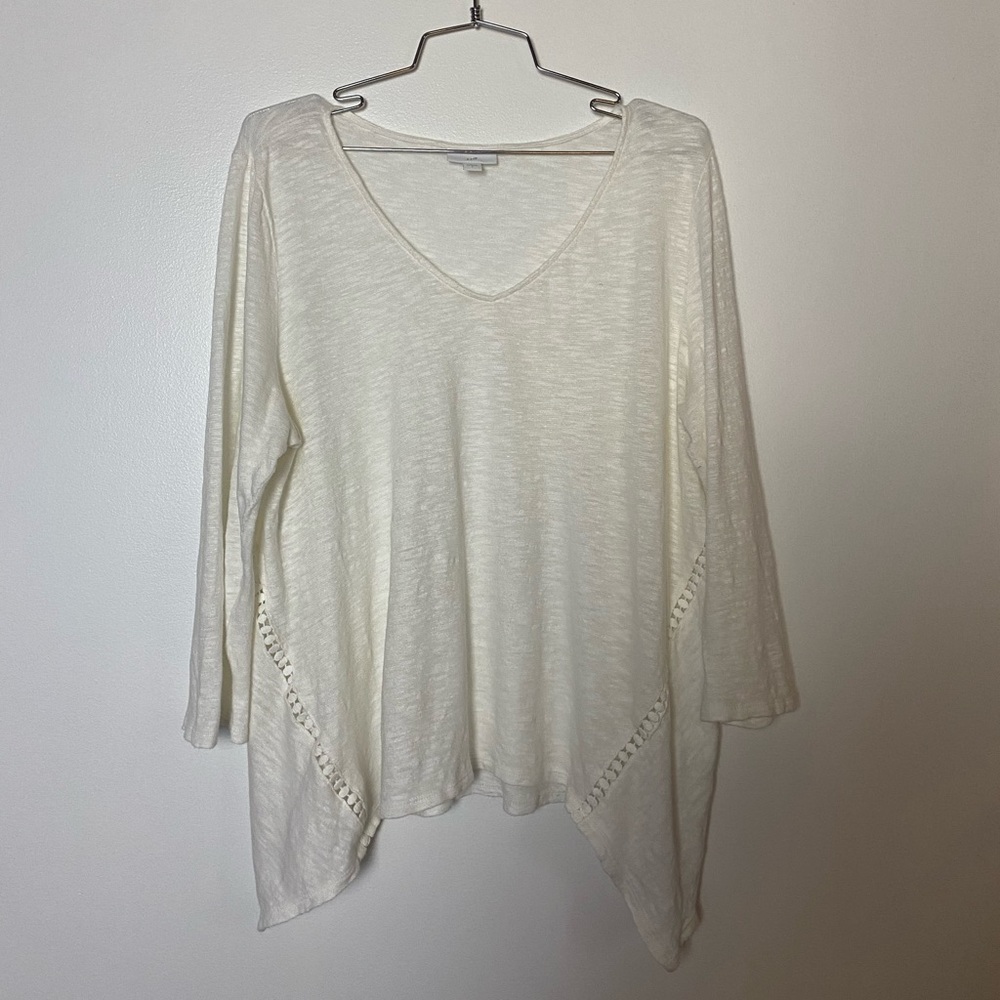 J.Jill White Linen Blend Tunic Top
